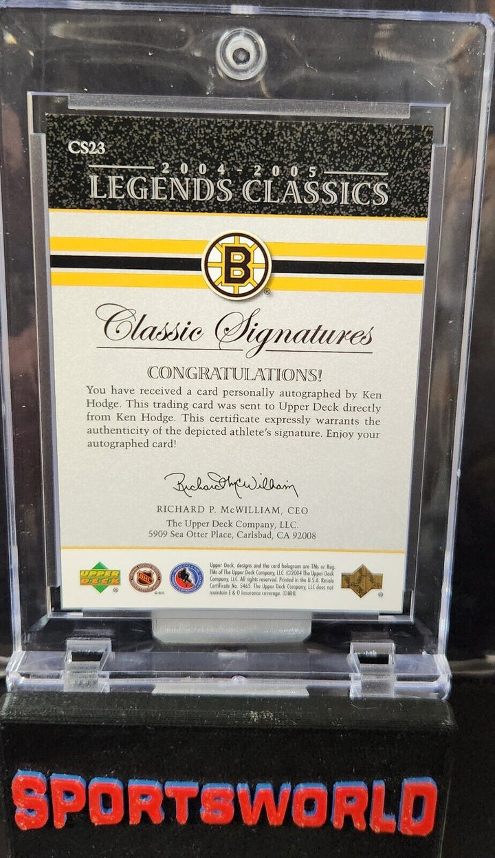 04-05 UD Legends Classic Signatures AUTO # CS23 Ken Hodge Boston Bruins