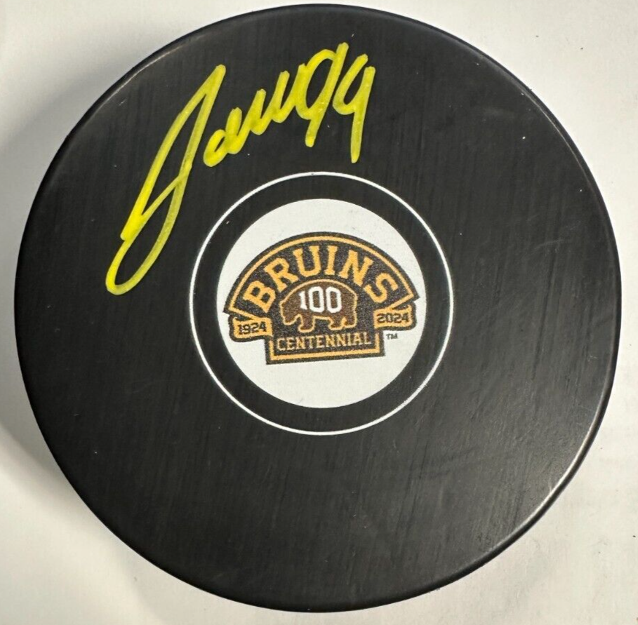 Jakub Lauko Autographed Boston Bruins 100th Anniversary Hockey Puck NHL