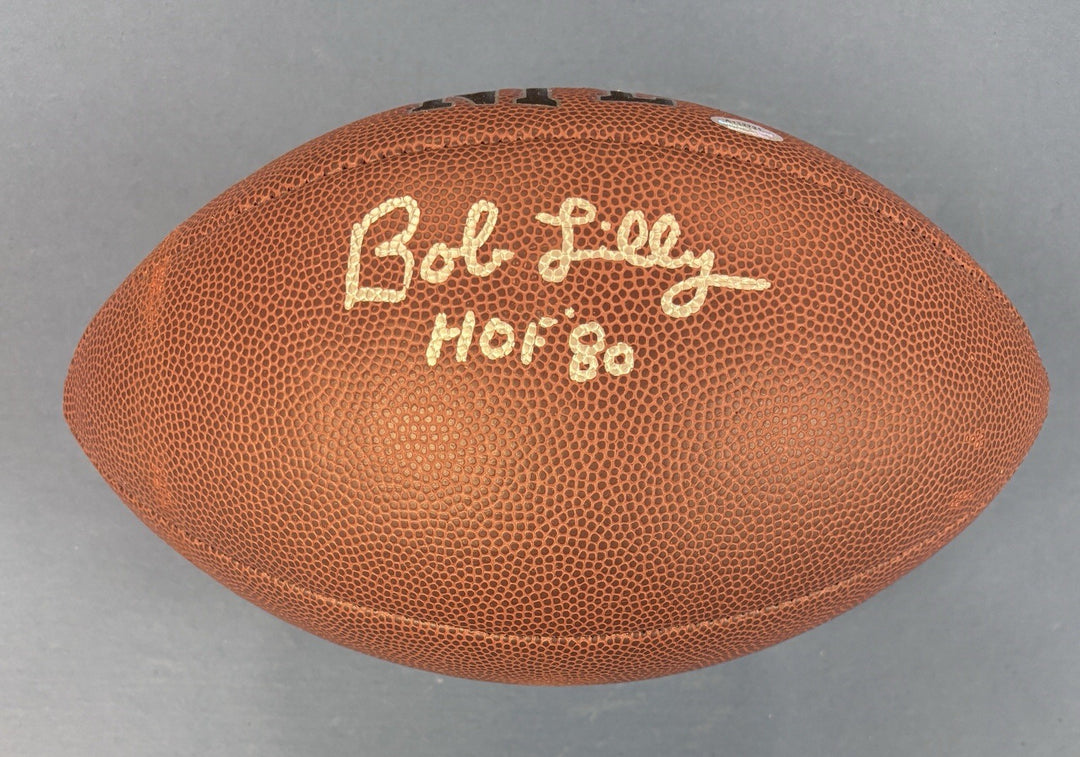 Bob Lilly HOF Signed Wilson Football Dallas Cowboys Schwartz Sports