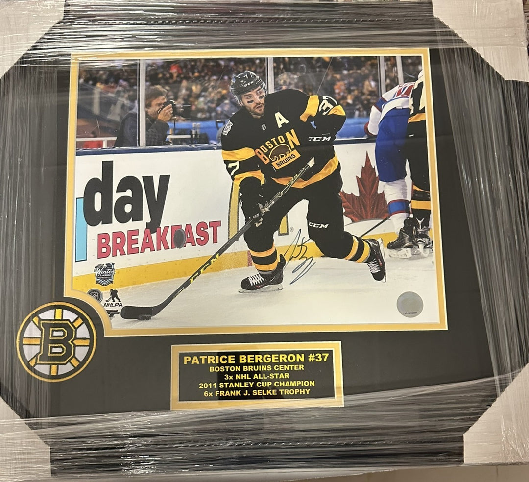 Patrice Bergeron Autographed Boston Bruins 8x10 Photo Framed NHL