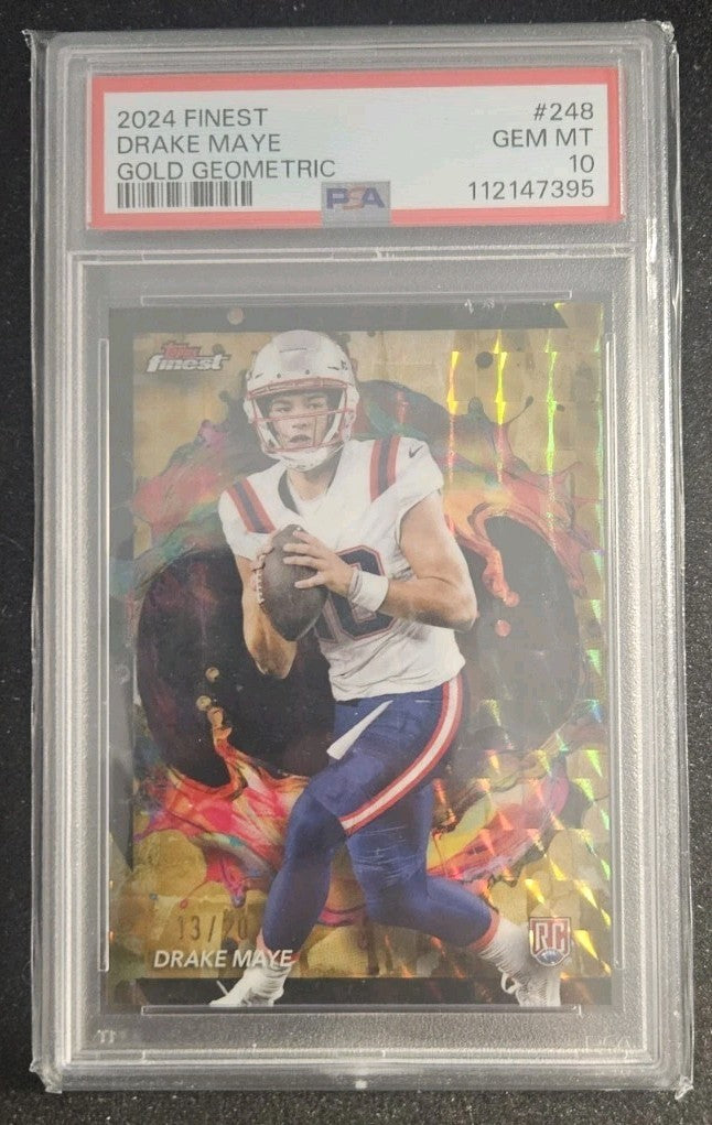 2024 Topps Finest #248 Drake Maye Rare Gold Geometric RC /20 PSA 10 Pop 4