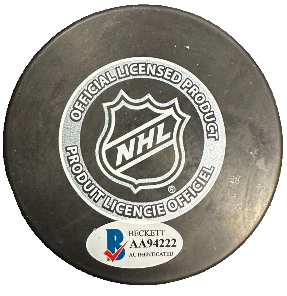 Bronco Horvath Autographed Boston Bruins Hockey Puck NHL