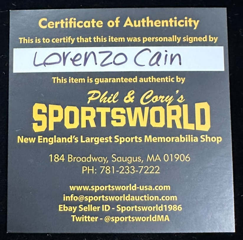 Lorenzo Cain Autographed Rawlings Major League Baseball Milwaukee Brewers