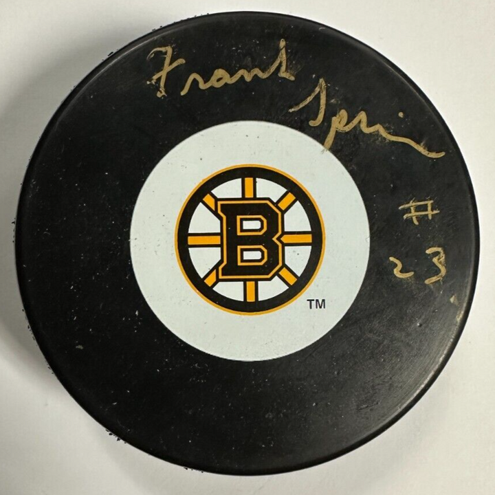 Frank Spring Autographed Boston Bruins Hockey Puck BAS