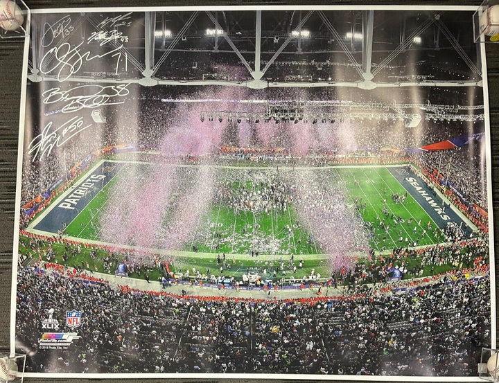 New England Patriots Autographed Super Bowl XLIX 50x60 Photo Ninkovich Bolden