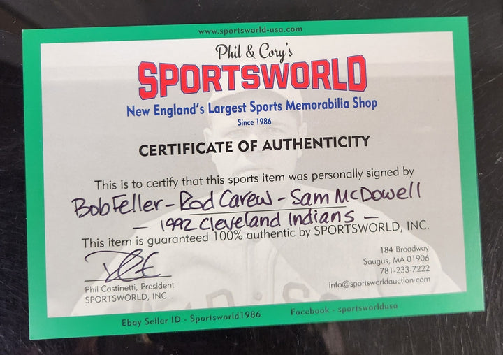 Rod Carew - Bob Feller - Sam McDowell Signed Indians Spring Training Program COA