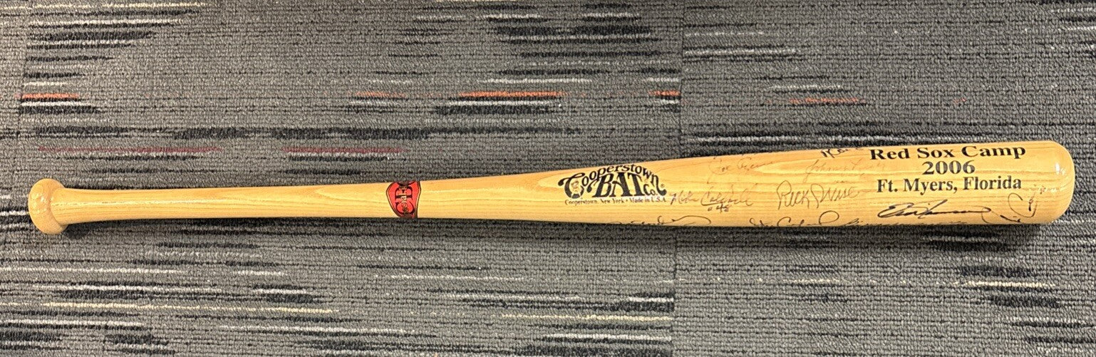 2006 Red Sox Fantasy Camp Signed Baseball Bat Lyons Pesky Stanley Bell ...
