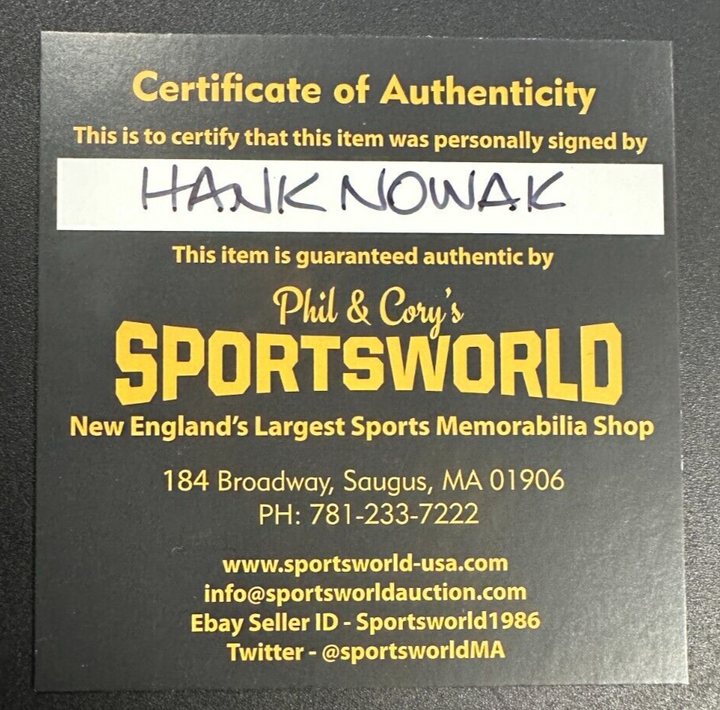 Hank Nowak Autographed Boston Bruins Hockey Puck NHL