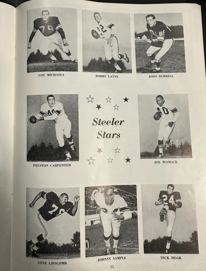 Oct 14, 1962 New York Giants & Pittsburgh Steelers Game Program 20-17 Pitt
