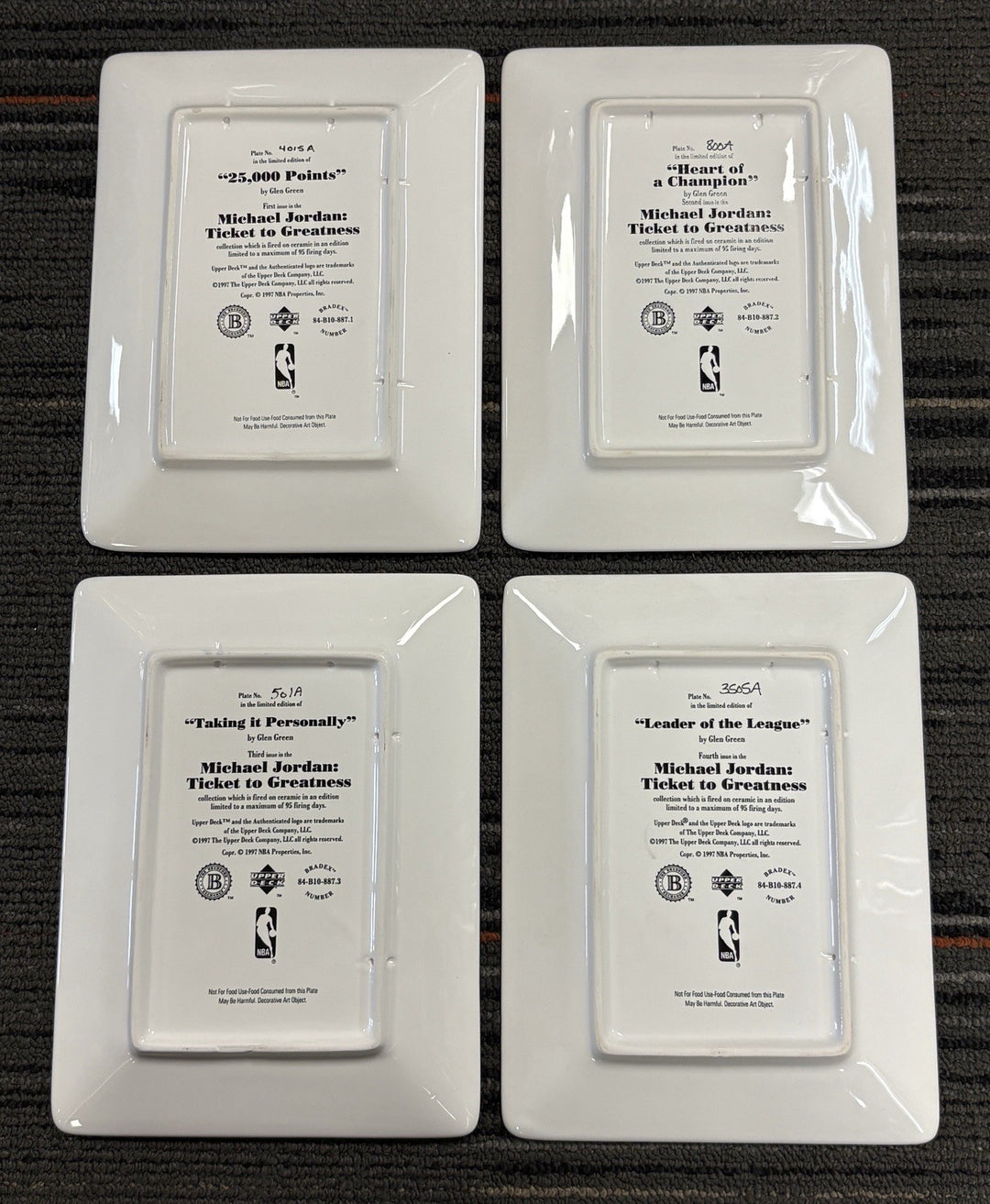 Michael Jordan Upper Deck Ticket To Greatness Porcelain Plate Set Of 8