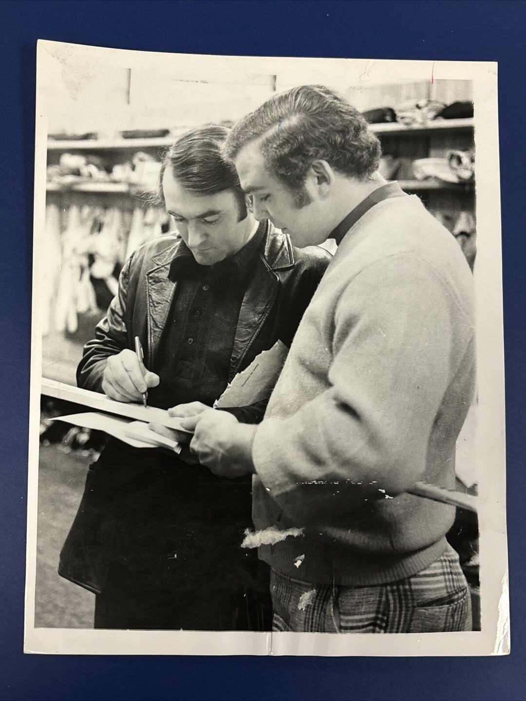 1970’s Ed Johnston Ken Hodge Original Boston Bruins Team Photo 7x9