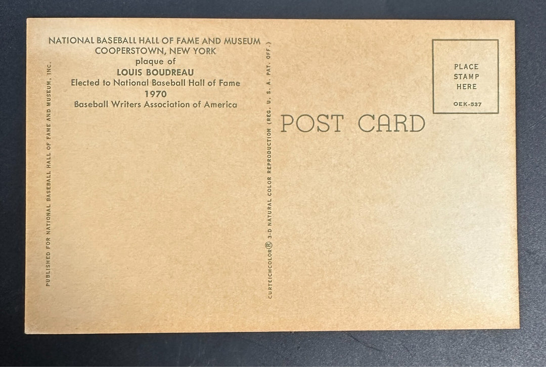 Lou Boudreau Autographed MLB Hall Of Fame Postcard Indians