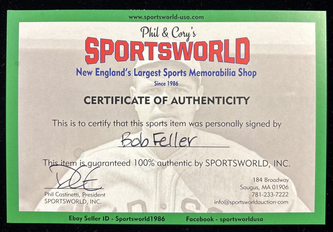 Bob Feller Cleveland Indians HOF 1962 Autographed Framed Picture 18x15 COA