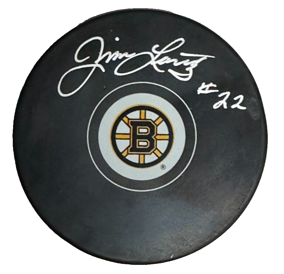 Jim Lorentz Autographed Boston Bruins Hockey Puck NHL