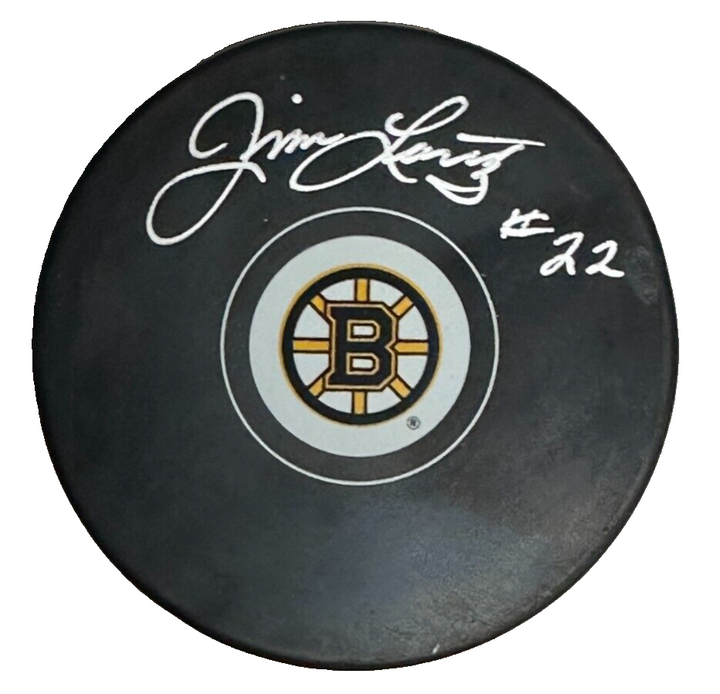 Jim Lorentz Autographed Boston Bruins Hockey Puck NHL