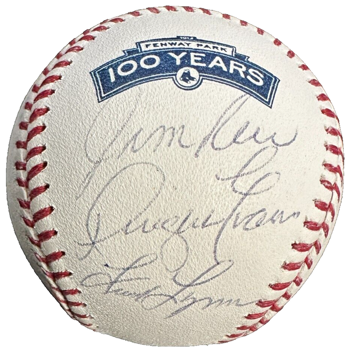 Jim Rice Fred Lynn & Dwight Evans Signed Fenway Park 100th Anniversary Ball BAS