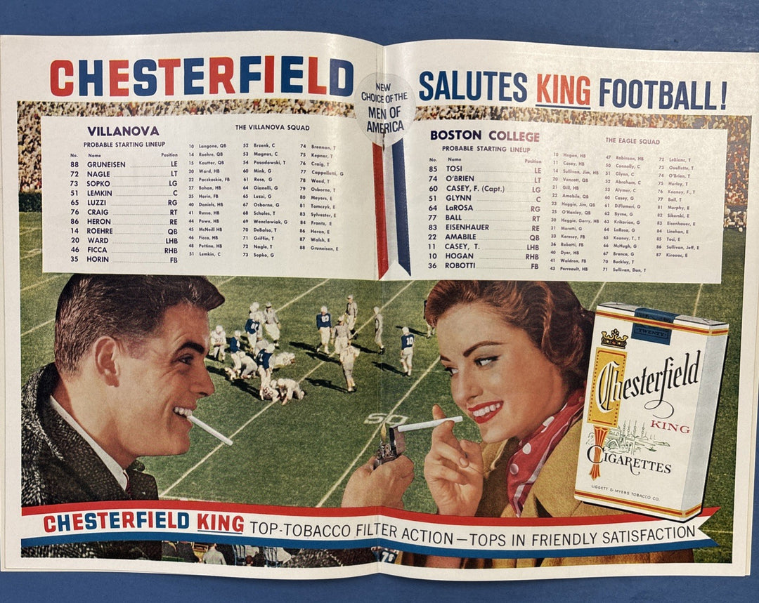 1959 BOSTON COLLEGE EAGLES VS VILLANOVA COLLEGE FOOTBALL PROGRAM Ex shape