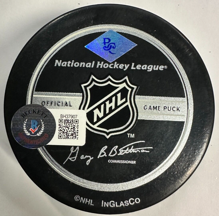 Patrice Bergeron Autographed Official Game Hockey Puck Bruins BAS