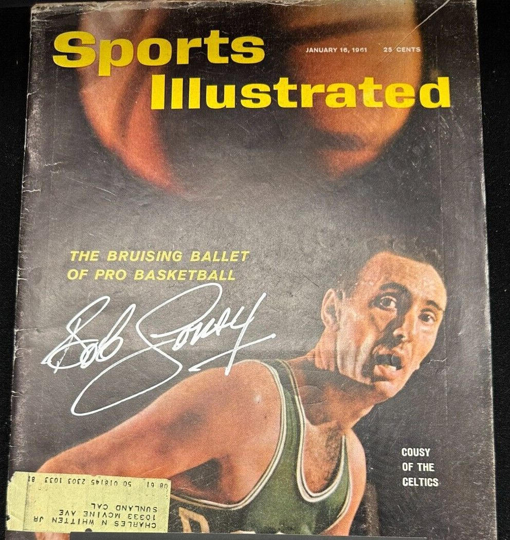 Bob Cousy Autographed 1/16/1961 Issue Sports Illustrated Boston Celtics HOF