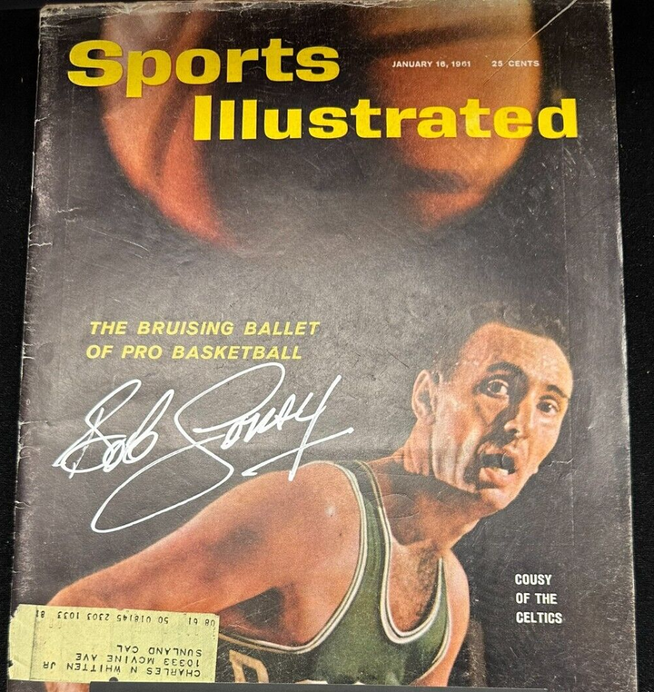 Bob Cousy Autographed 1/16/1961 Issue Sports Illustrated Boston Celtics HOF