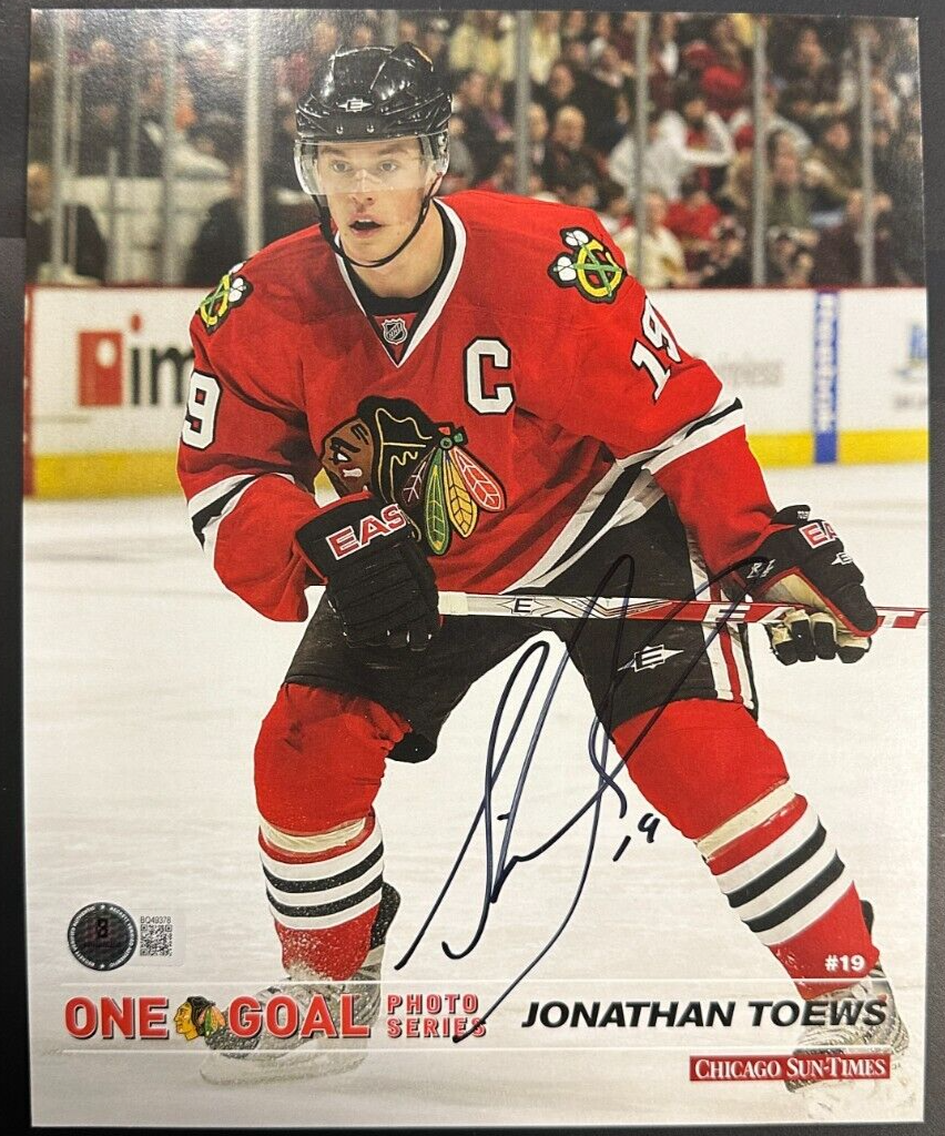Jonathan Toews Autographed Chicago Blackhawks 8x10 Photo BAS +