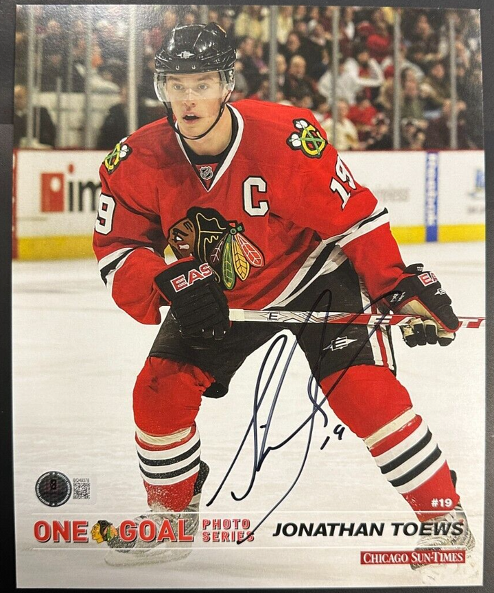 Jonathan Toews Autographed Chicago Blackhawks 8x10 Photo BAS +