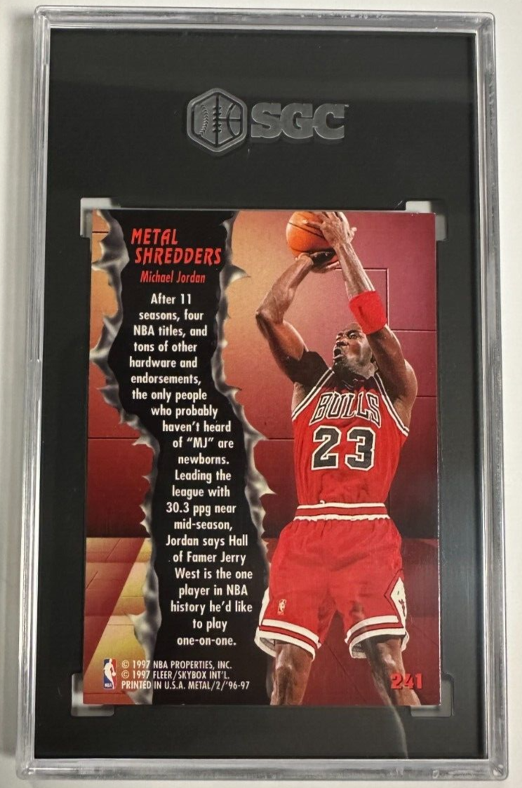 Michael Jordan 1996-97 Fleer Metal Shredders Card #241 Bulls SGC Graded 9 MT