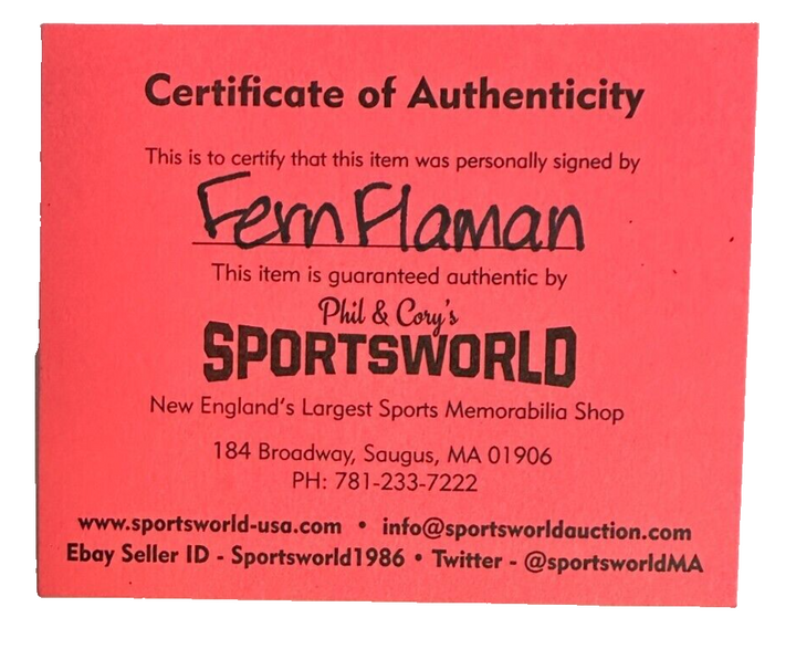 Ferny Flaman Autographed Boston Bruins Hockey Puck W/ HOF 1990