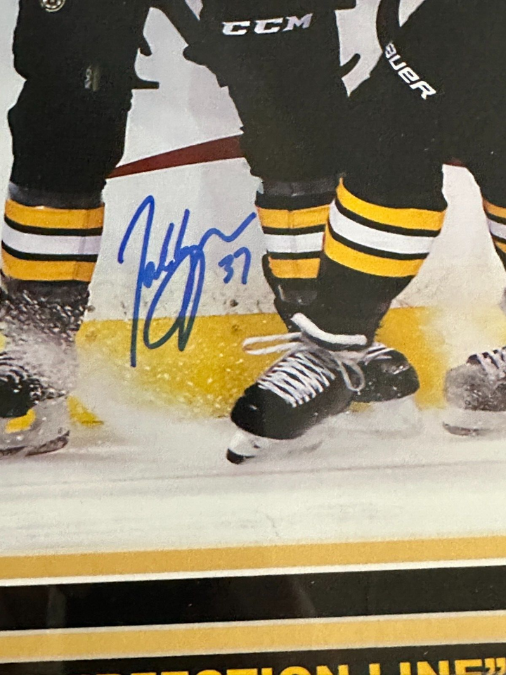 The Perfection Line Autographed 16x20 Photo Bergeron Marchand Pastrnak Hologram