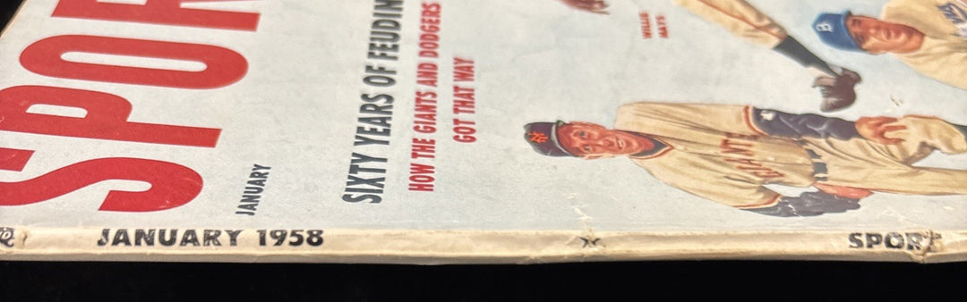 January 1958 Sport Magazine Willie Mays Jackie Robinson Cover
