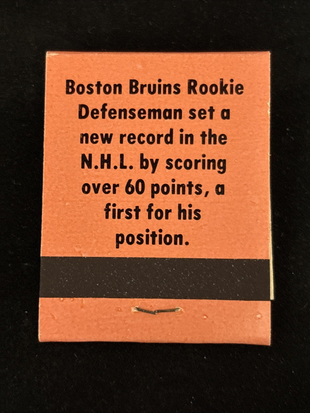 1980 Liberty Superstars Matchbook Salmon Ray Bourque No. 10 Boston Bruins