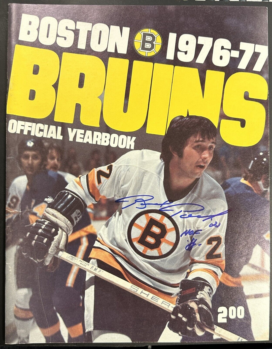 Brad Park Autographed 1976-77 Boston Bruins Yearbook W/ HOF 88