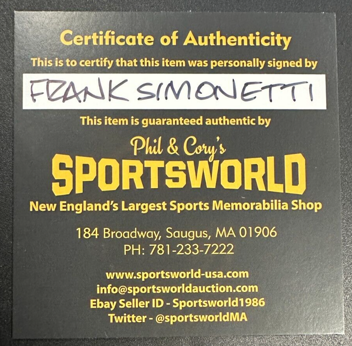 Frank Simonetti Autographed Boston Bruins Hockey Puck NHL