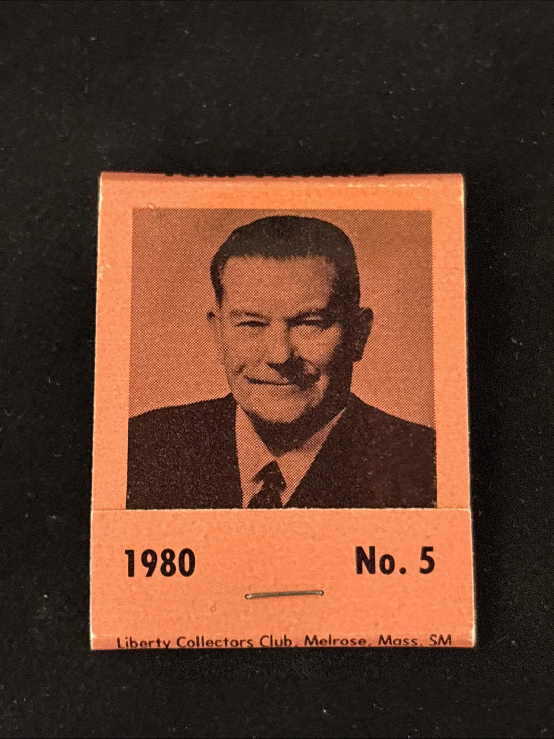 1980 Liberty Superstars Matchbook Salmon Tom Yawkey No. 5 Boston Red Sox