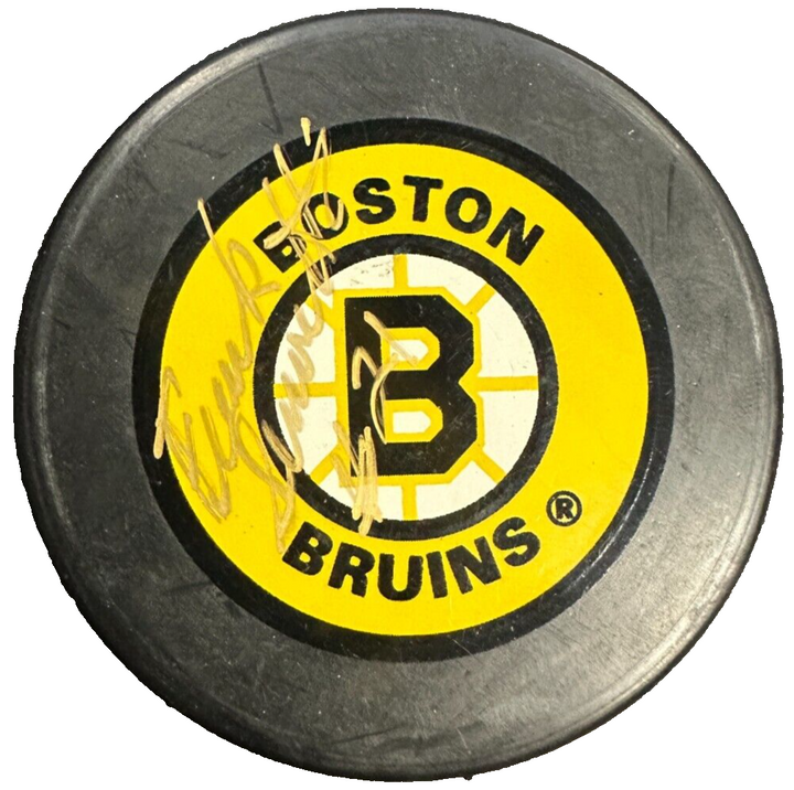 Frank Simonetti Autographed Boston Bruins Hockey Puck NHL