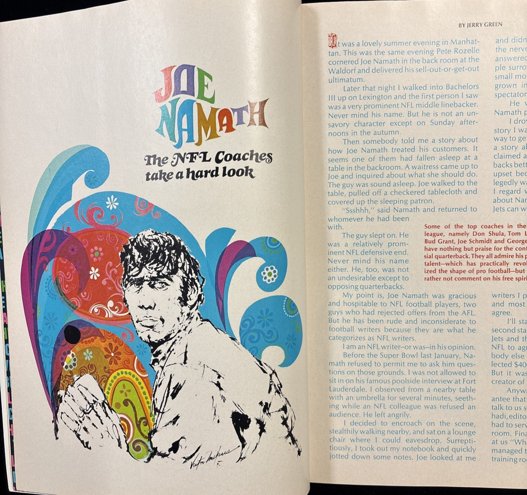 January 1970 Quarterback Magazine Deacon Jones / Joe Namath / Calvin Hill