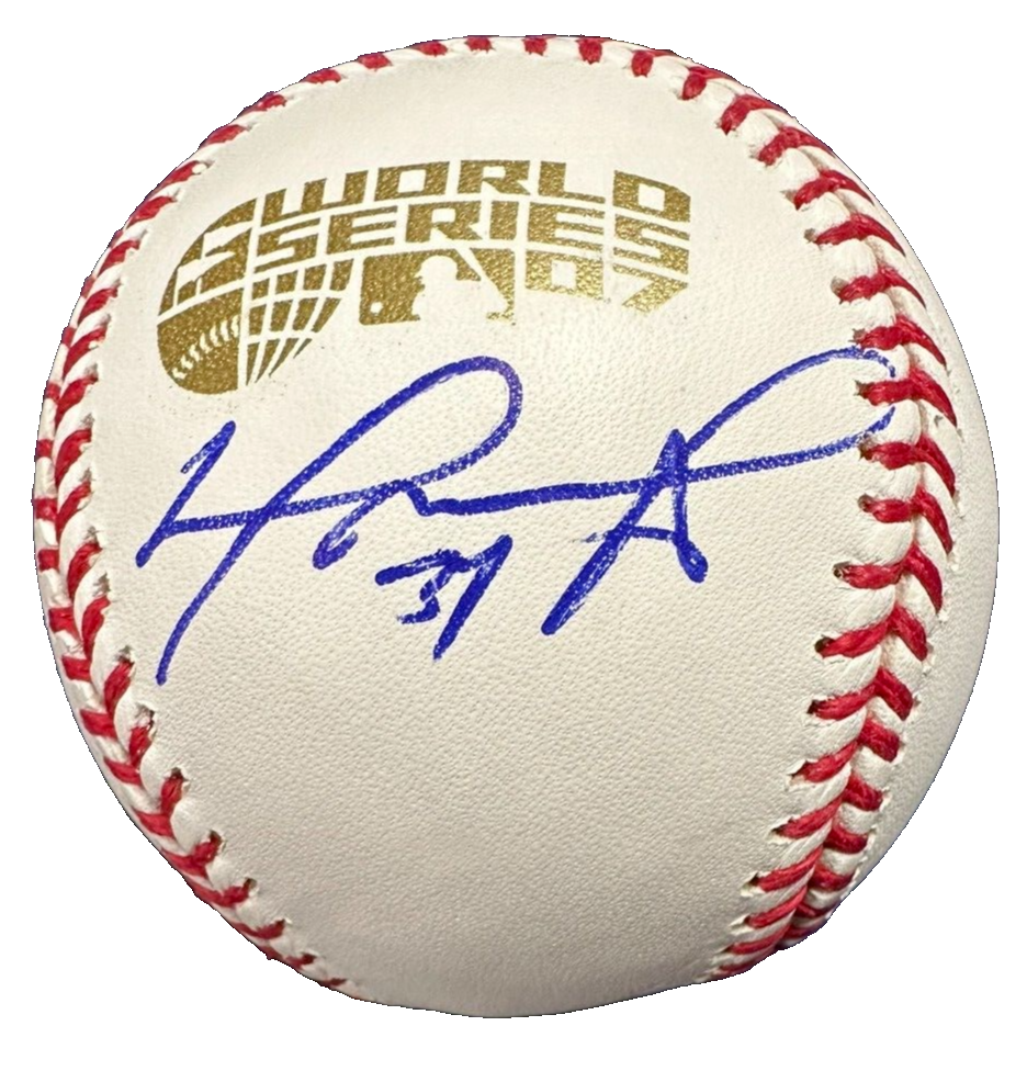 David Ortiz Autographed Official 2007 World Series Logo Baseball Red Sox BAS