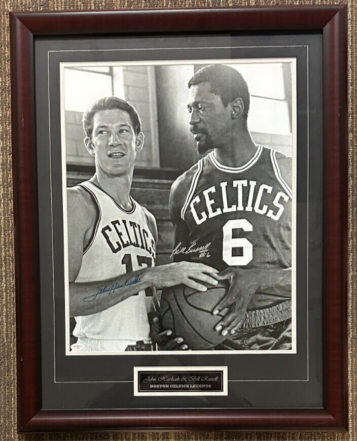 John Havlicek & Bill Russell Autographed 16x20 Photo Framed JSA BAS Celtics