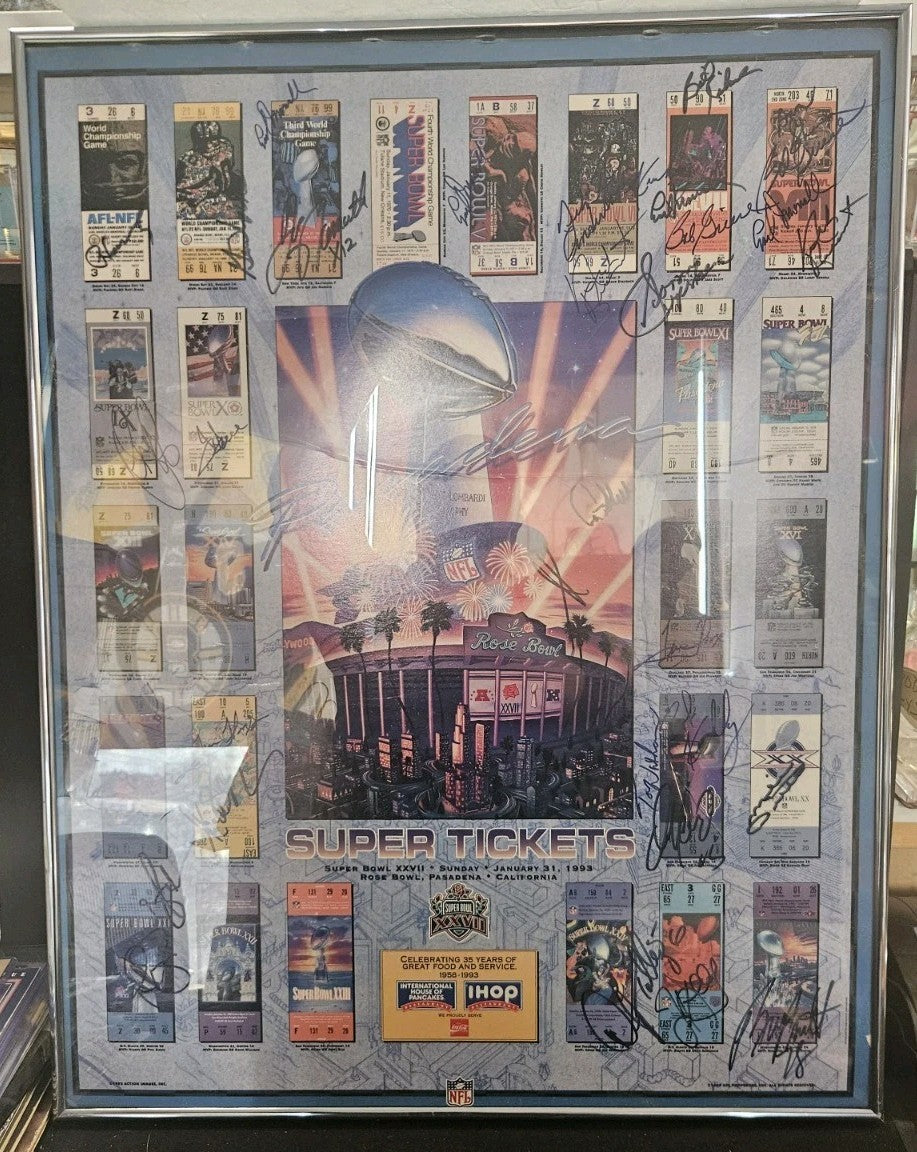 Superbowl XXVII Autographed Poster W/34 Signatures Namath Marino Ditka Shula JSA