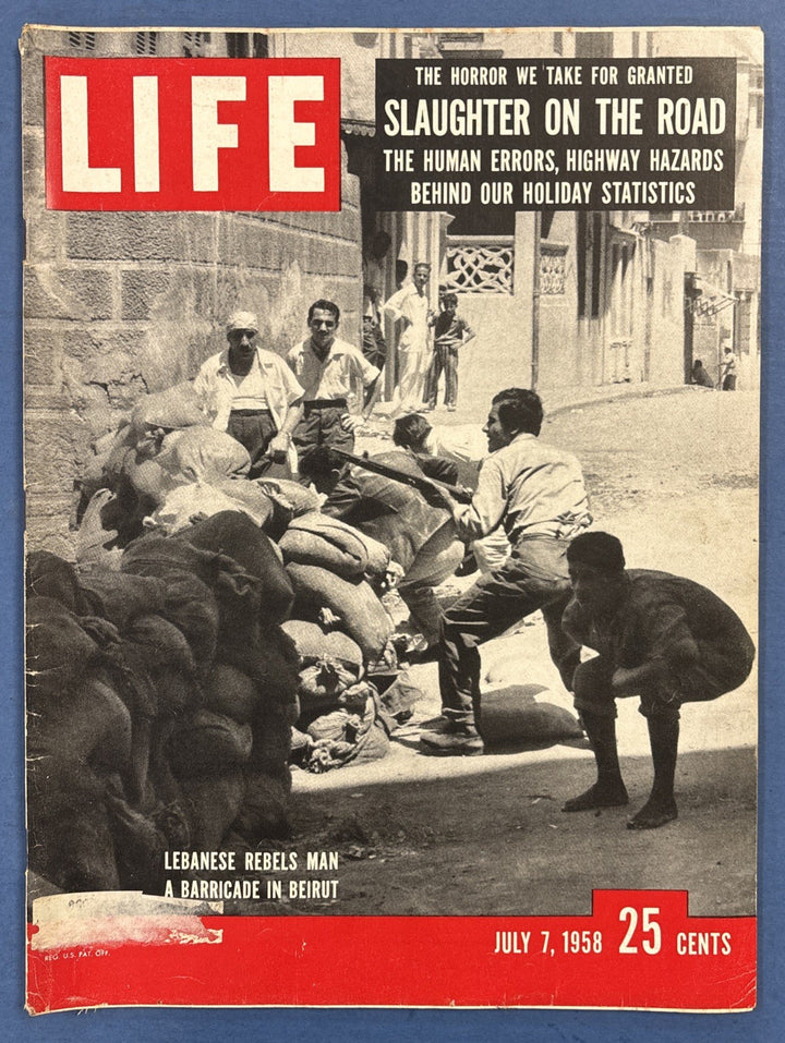 Life Magazine Vintage Lebanese Rebels Man A Barricade In Beirut July 7 1958