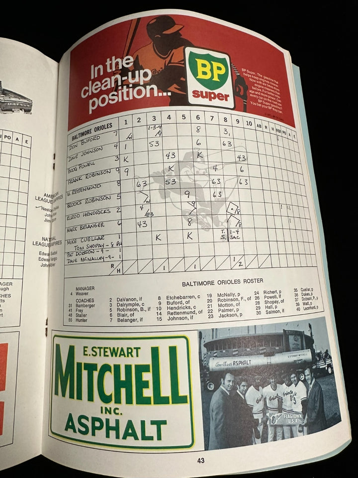 1971 World Series Program Baltimore Orioles & Pittsburgh Pirates Game 7 Scored