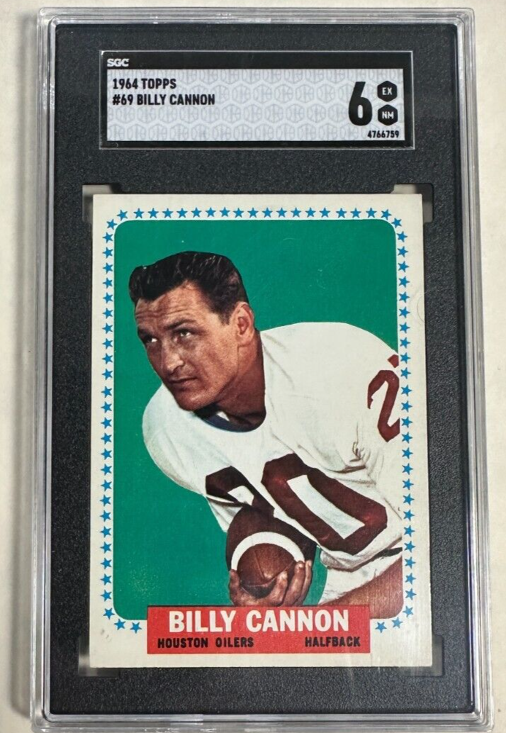 1964 Topps Bill Cannon Card #69 SGC 6 EX/NM Houston Oilers AFL