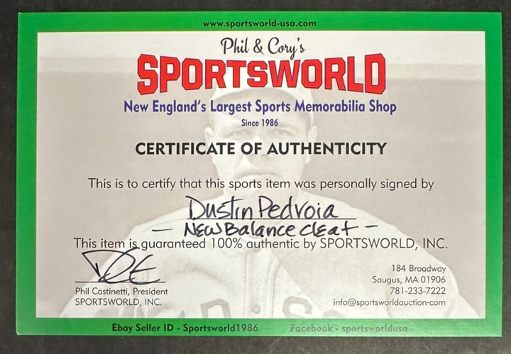 Dustin Pedroia Autographed New Balance Game Cleat Red Sox