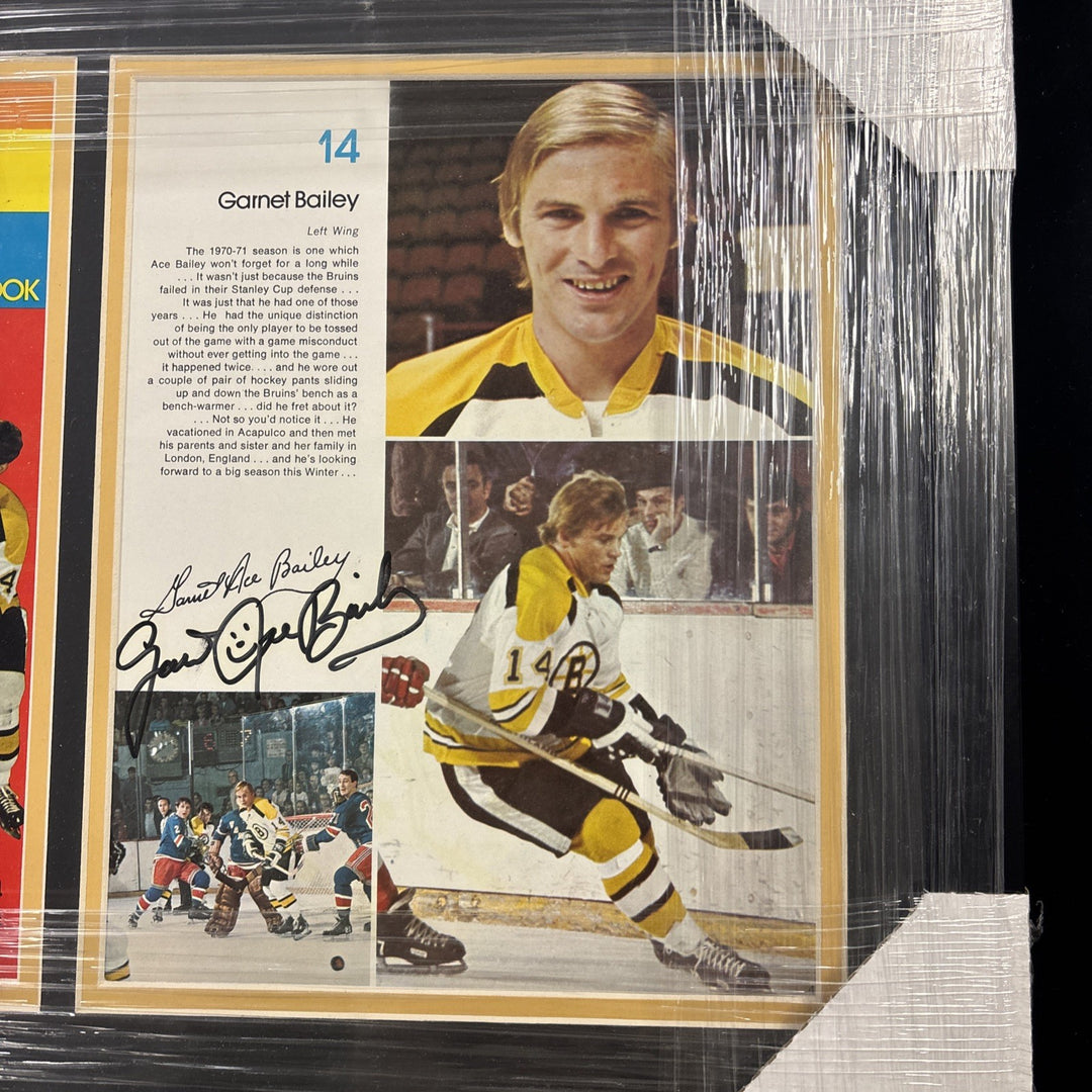 Garnet Ace Bailey Autographed Boston Bruins 1972 Yearbook Page Framed BAS