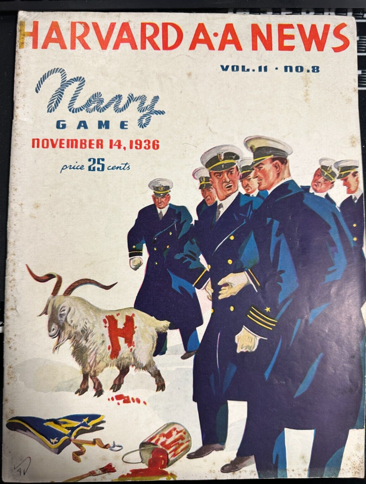 November 14, 1936 Harvard University Vs Navy Midshipmen Program 20-13 Navy