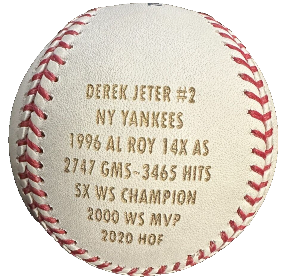 Derek Jeter Autographed Engraved Major League Baseball Yankees Steiner 33/1000