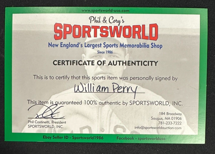 William Refrigerator Perry Autographed Rawlings Big Stick The Fridge Model Bat