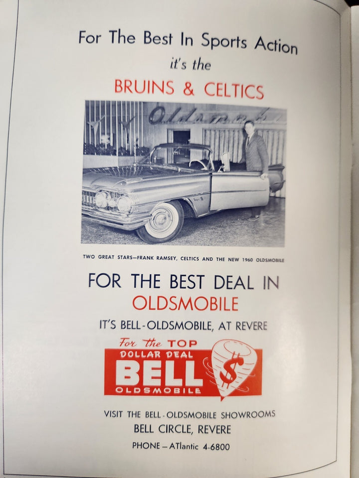 1960 NBA Finals Boston Celtics Vs. St. Louis Hawks Program Game 2 March 29, 1960