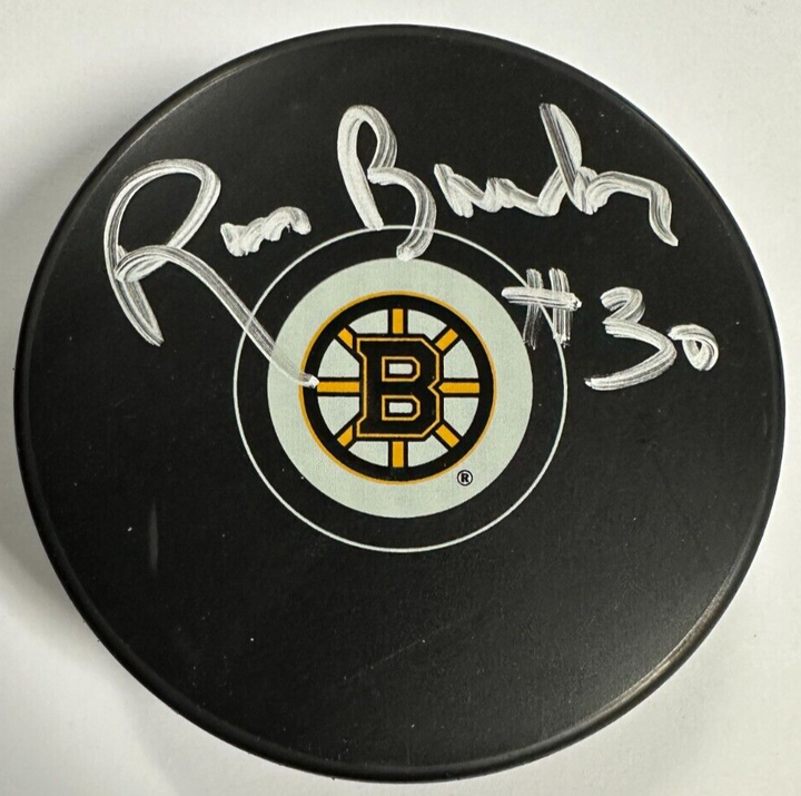 Ross Brooks Autographed Boston Bruins Hockey Puck NHL