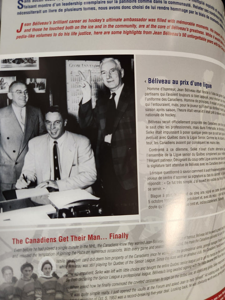 Jean Beliveau Signed 50 Year Tribute Program Montreal Canadiens HOF Beckett COA